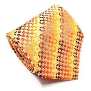 Paul Rene Necktie Orange & Yellow Stripe Pattern Men's Neck Tie Jacquard Fabric